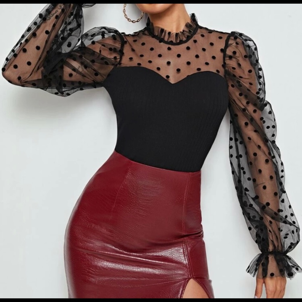 Long sleeve mesh top